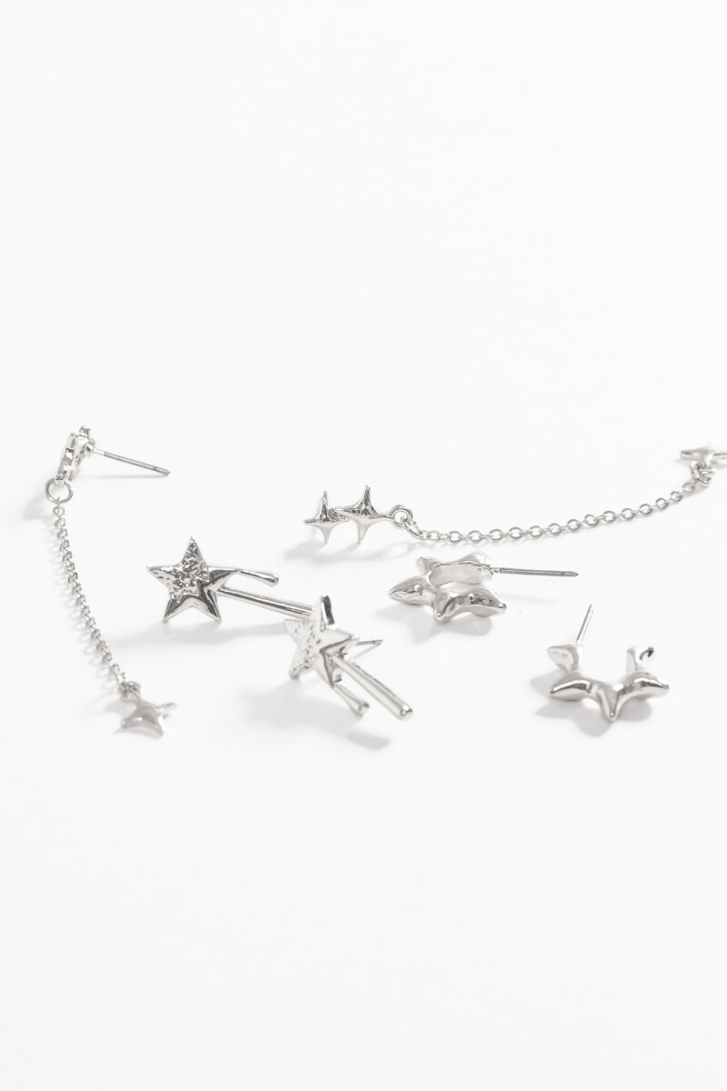 Set de caravanas estrella plateado