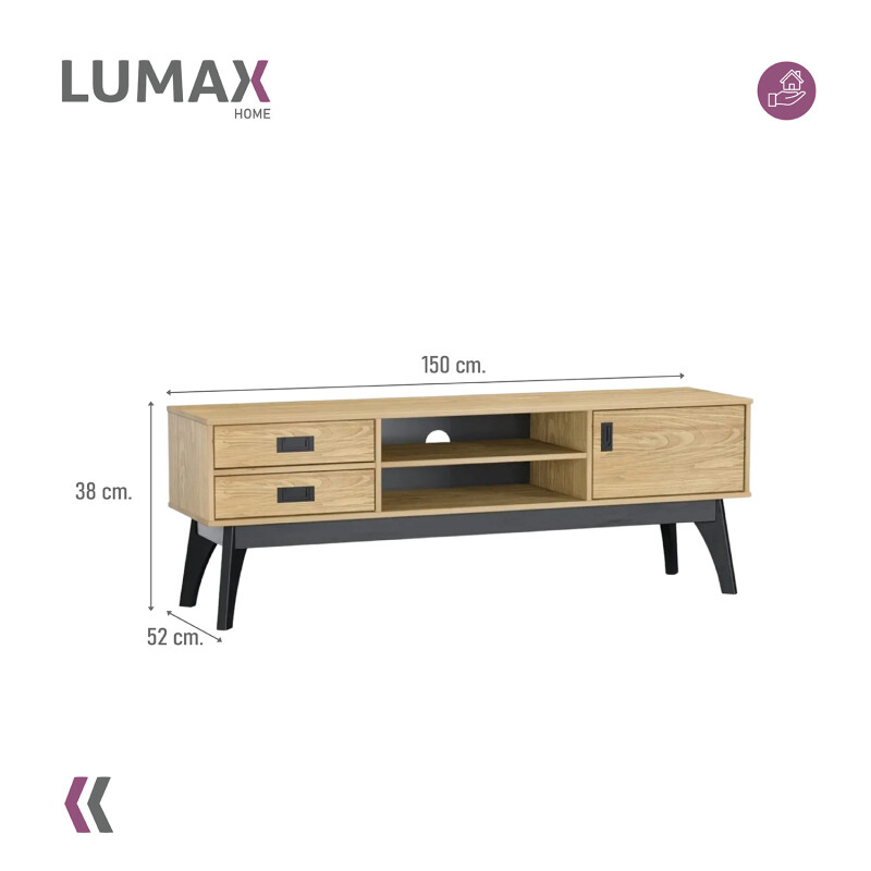 Rack Tv Living Lumax 2 Cajones 1 Puerta 100% Madera Maciza Rack Tv Living Lumax 2 Cajones 1 Puerta 100% Madera Maciza