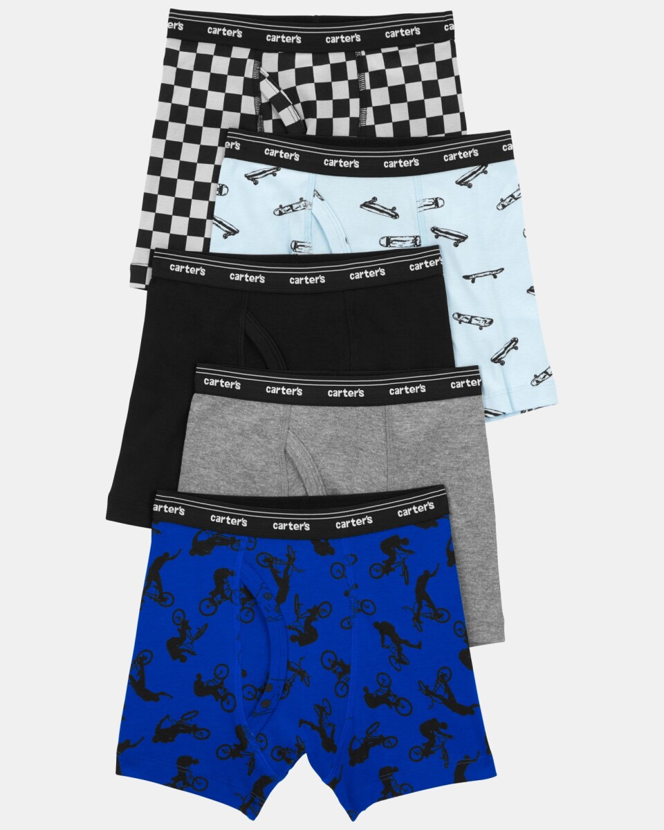 Pack cinco calzoncillos boxer de algodón, estampados 