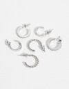 Aros Argollas Set Metal Set De Argollas - Plateado Rodio