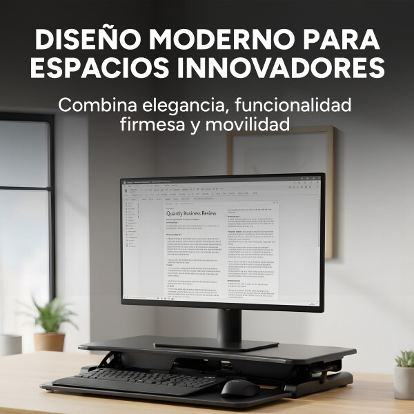 Escritorio Elevable Doble Regulable Altura Hybridesk Compu Color Negro
