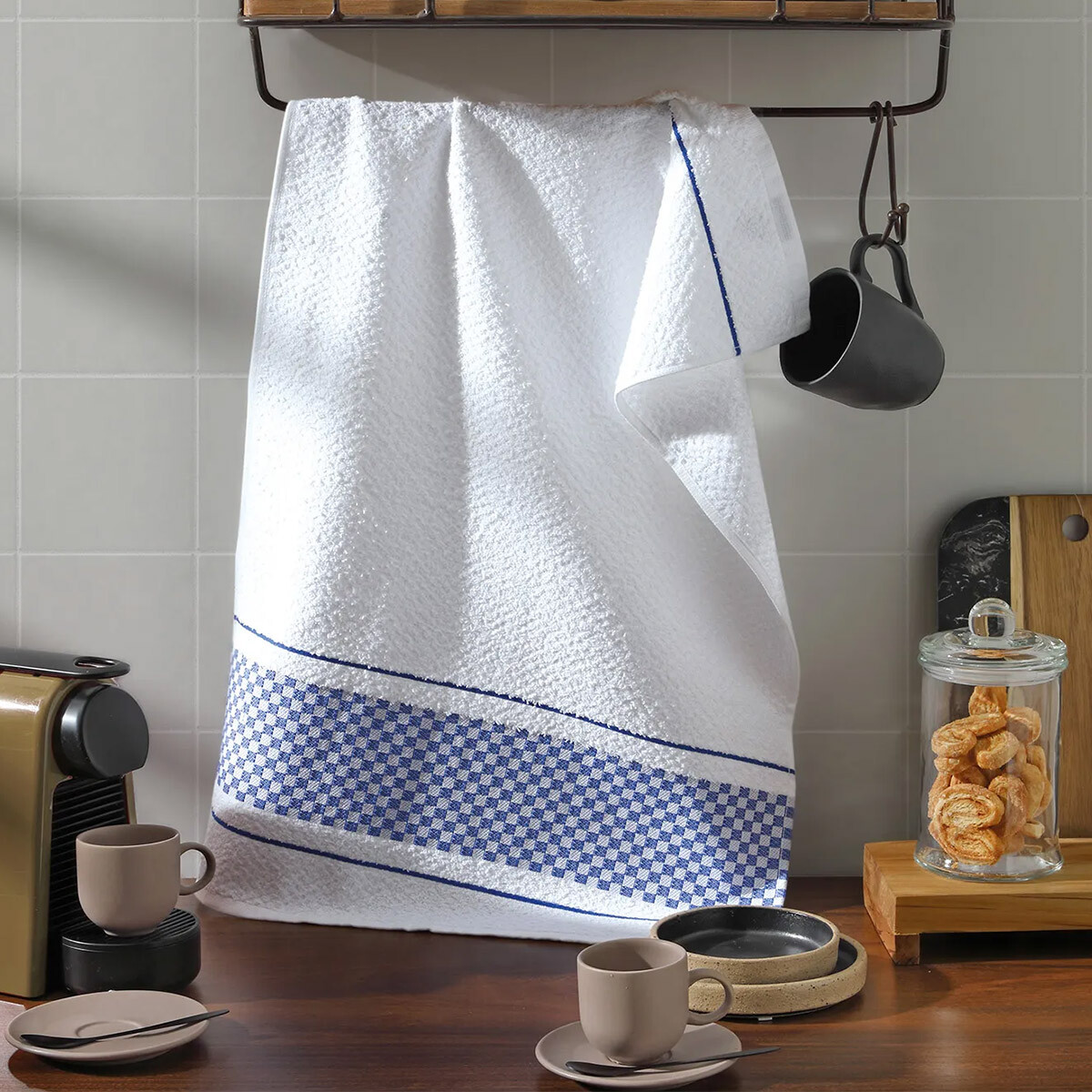 Repasador Dohler Victoria Jacquard 45 x 70 cm - BCO/AZ FRANCIA 