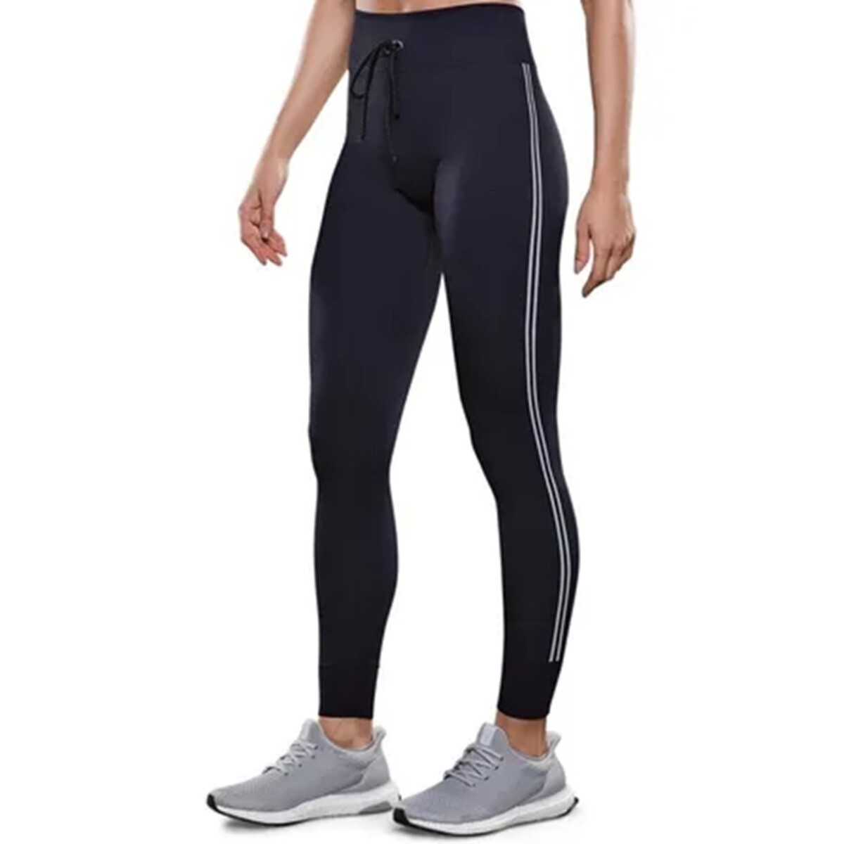 Calza Larga Deportiva Para Mujer Lupo Legging Con Raya Vertical - Negro 