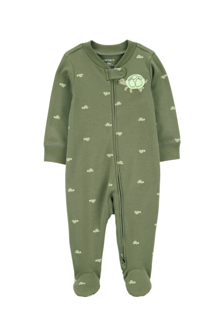 Pijama una pieza de algodón, con pie, diseño tortuga Sin color