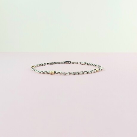 Pulsera de plata 925 y double en oro 18 ktes, TORNEADA. Pulsera de plata 925 y double en oro 18 ktes, TORNEADA.