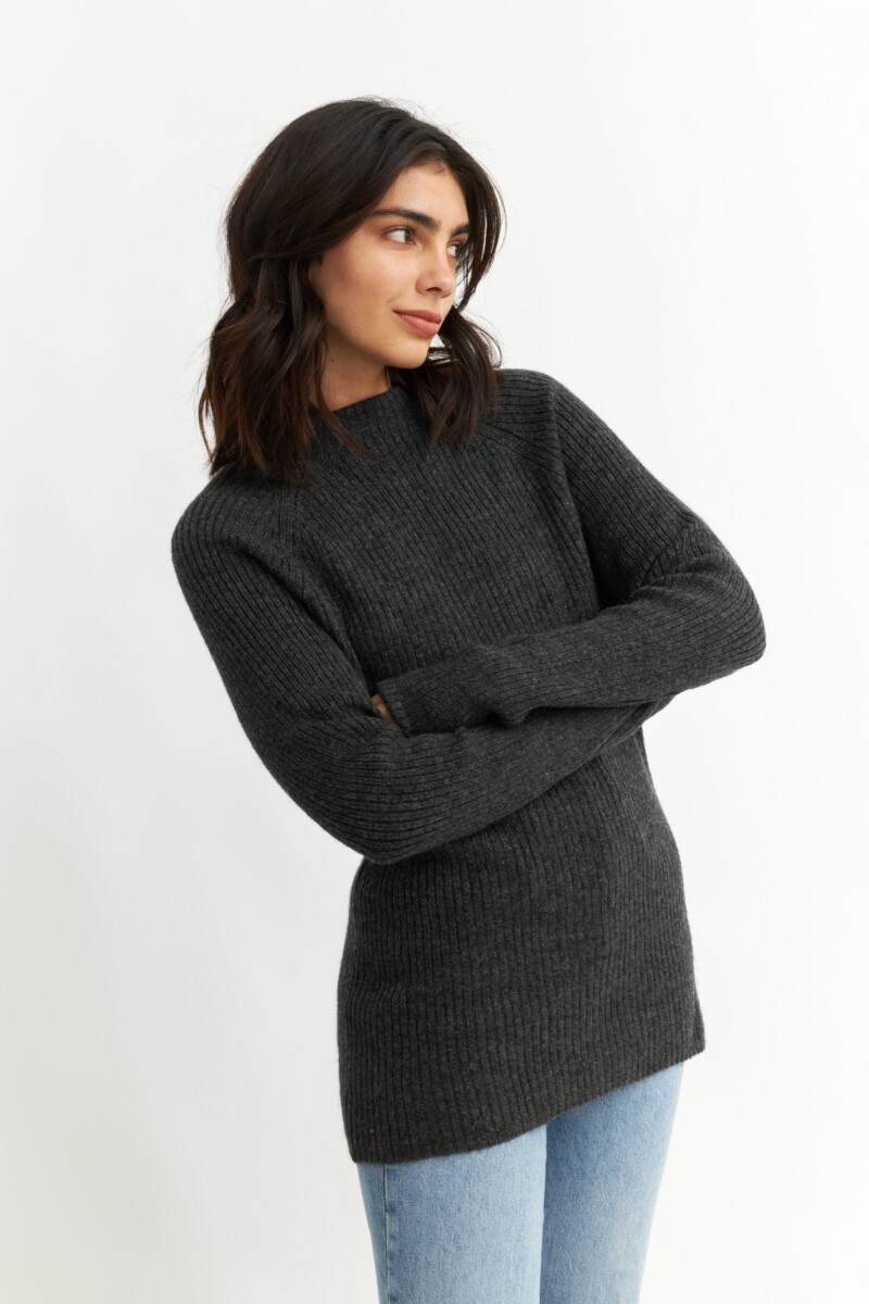 Sweater media polera GRIS OSCURO
