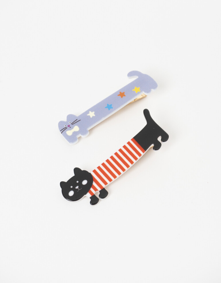 Horquillas con Accesorios Animales Set De Hebillas De Gato Y Perrito - Combinacion Multicolor