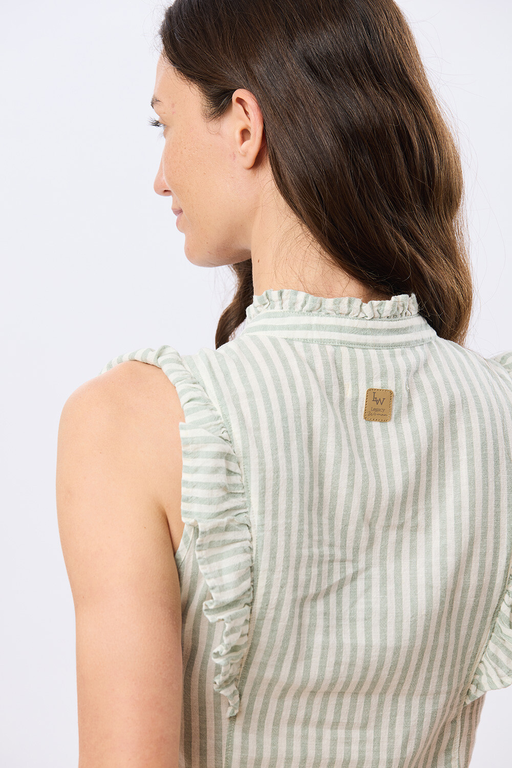 CAMISA DE LINO RAYADA Menta