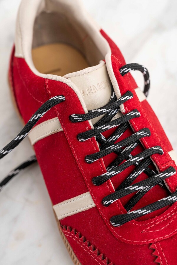 Zapatilla Gamuza Cuero Rojo