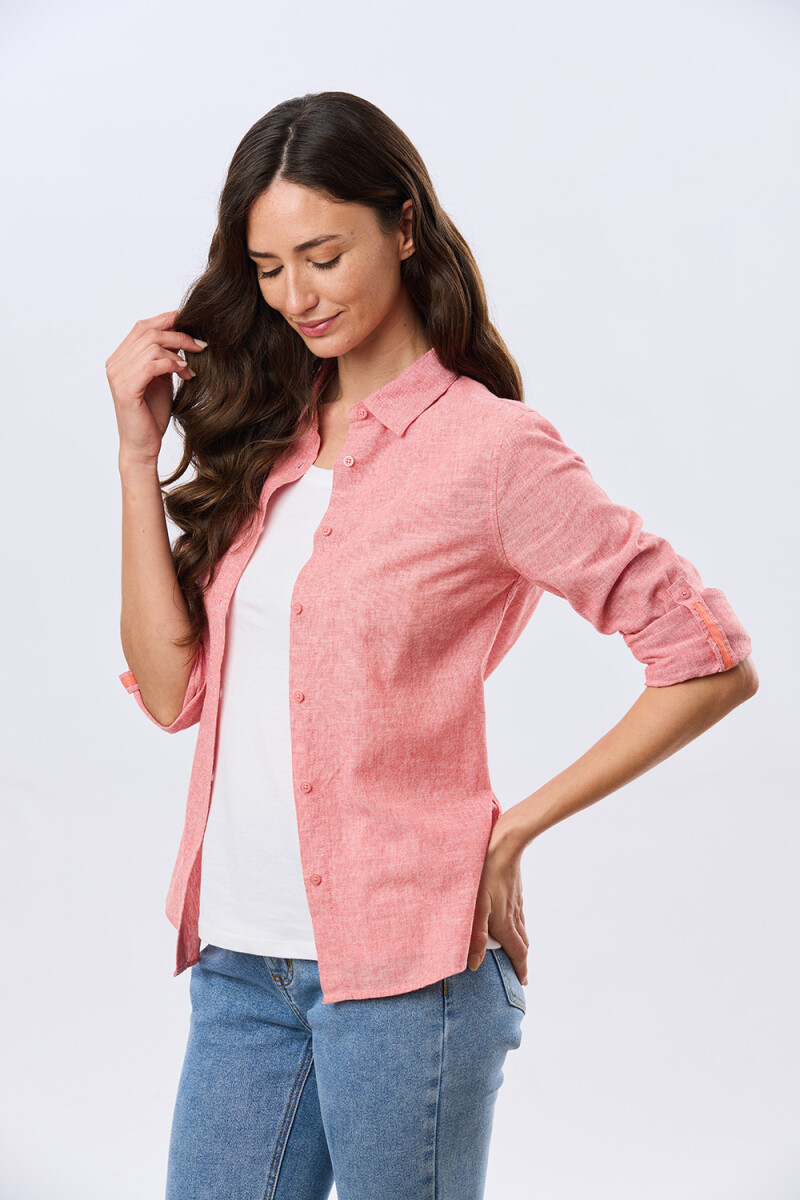 CAMISA DE LINO LISA - Ladrillo 