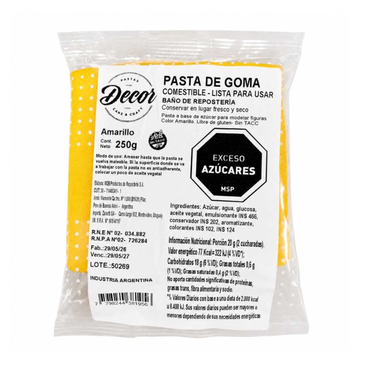 Pasta de Goma Amarillo 250g 