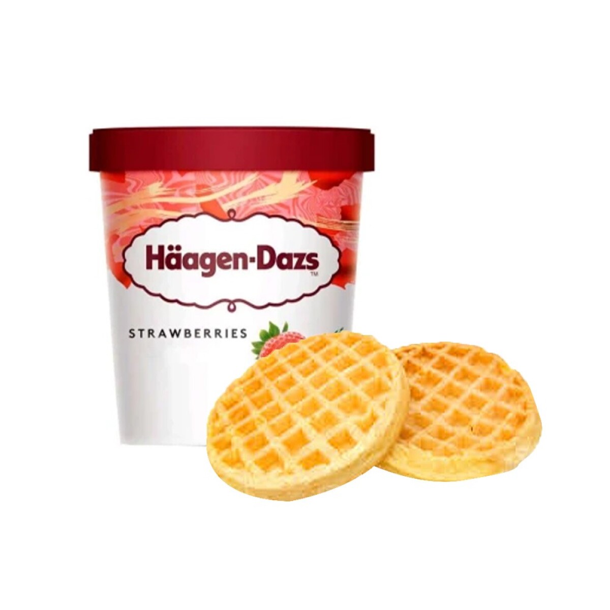 Haagen-dazs Strawberry 473 Ml + 2 Waffle 55 Grs Regalo 