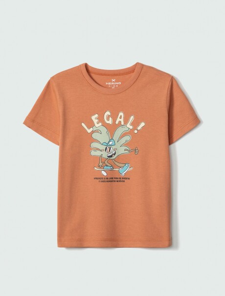 CAMISETA INFANTIL CON ESTAMPA NARANJA OSCURO