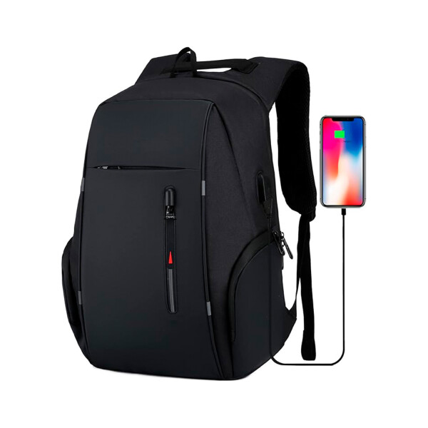 Mochila Impermeable Antirrobo Urbana USB Notebook Casual Variante Color Negro