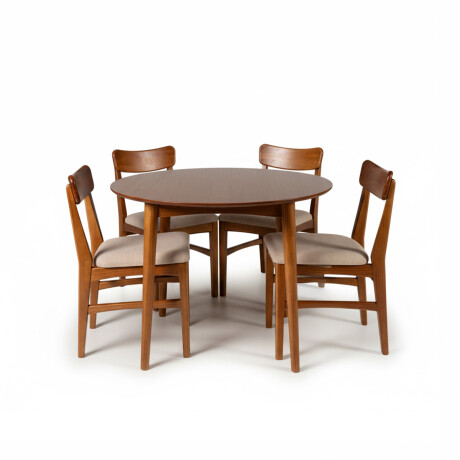 Juego de Comedor Olmo - Mesa redonda 115 + 4 sillas Honey