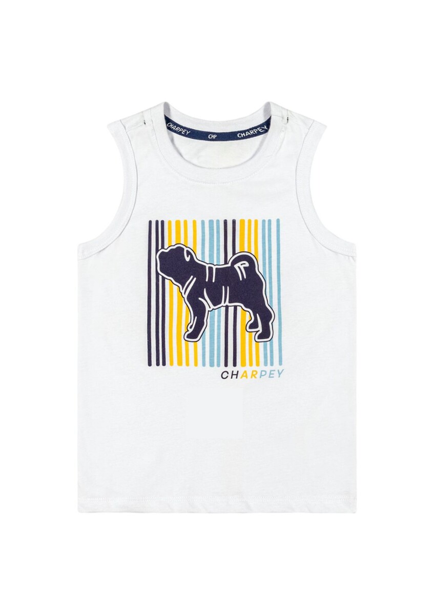Musculosa con Rayas y Logo Estampado 