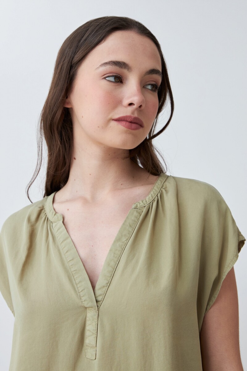 Blusa de lyocell verde oliva