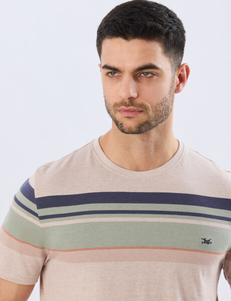 REMERA RAYADA DE ALGODÓN Beige