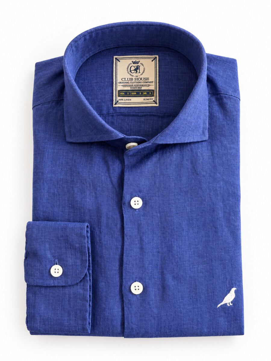 Camisa Lino Hudson Collar - Dark Blue 