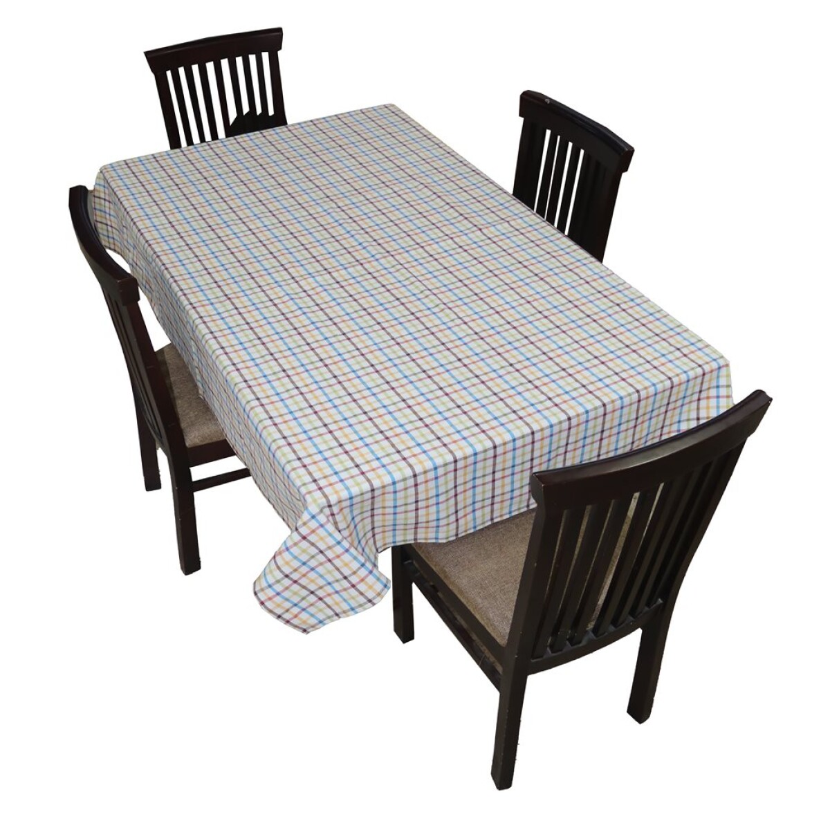 MANTEL ALGODÓN 140X140CM CUADROS MULTICOLOR 