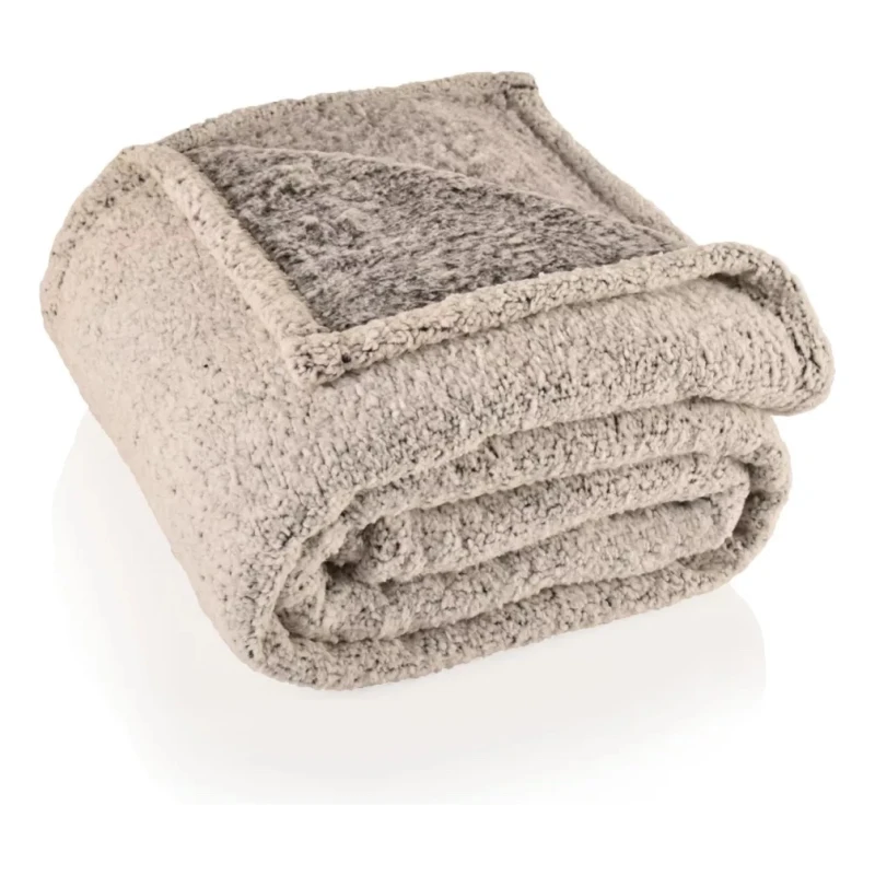 Manta Frazada Sherpa 2 Plazas Gris Melange 180x200 Manta Frazada Sherpa 2 Plazas Gris Melange 180x200