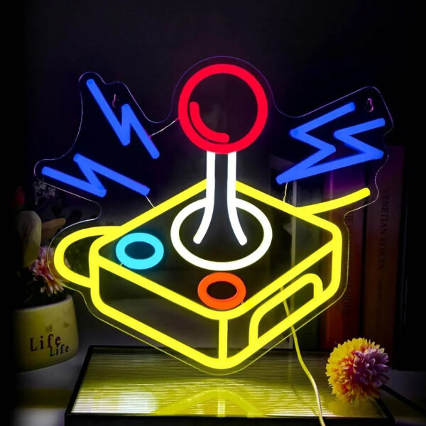 Letrero Neon Cuadro Led Gamer Joystick Retro Usb LETRERO NEON "JOYSTICK PALANCA" HY-7853
