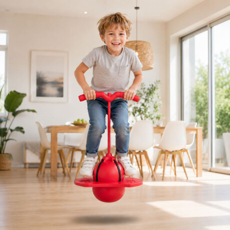Pelota Pogo Saltarín Infantil Con Asas Base Inflador Rojo
