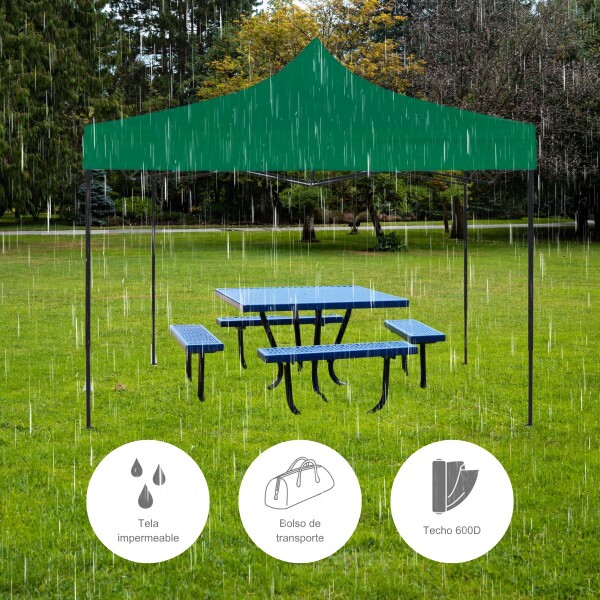 Gazebo Plegable 3x3 Para Playa o Jardín Autoarmable Color Verde Gazebo Plegable 3x3 Para Playa o Jardín Autoarmable Color Verde
