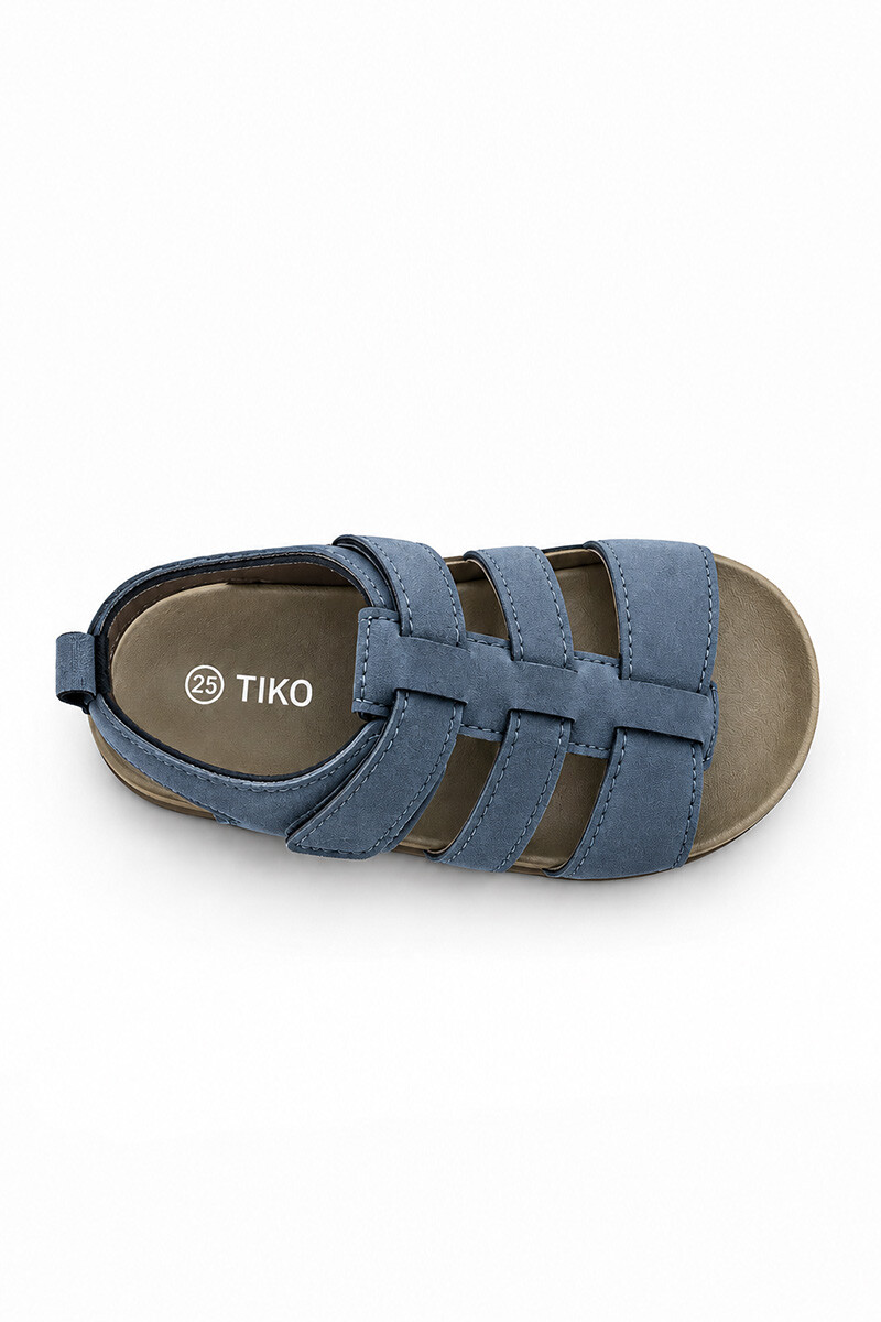 Sandalia para niños 3 tiras gamuza BI213 Azul