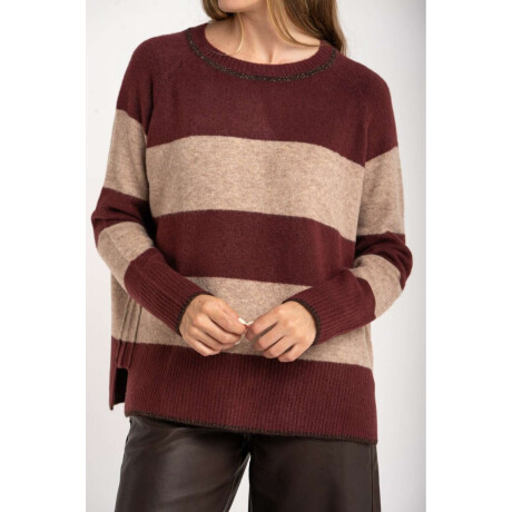 Sweater Rayado Bordeaux
