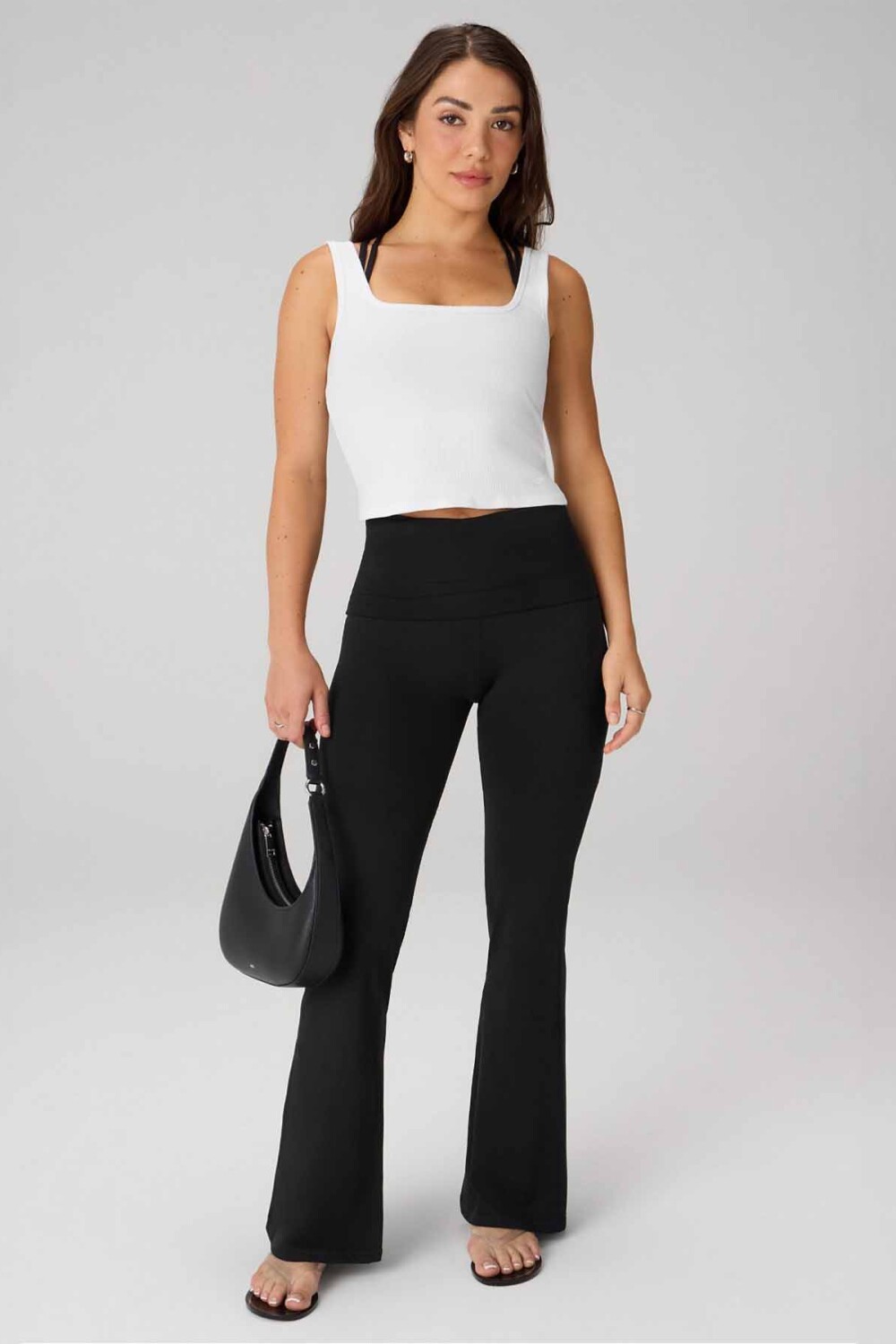Leggings Flare Cloud Jersey Foldover Mujer Black