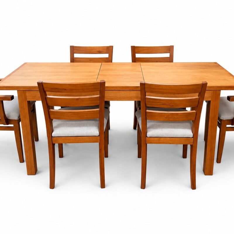 Juego de Comedor Recto extensible con 4 sillas curva ancash más 2 con brazo Juego de Comedor Recto extensible con 4 sillas curva ancash más 2 con brazo