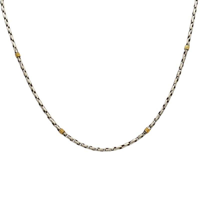 Cadena Rolo rectangulo-Plata y Oro-Sin Piedra-CD5074 sinpiedra