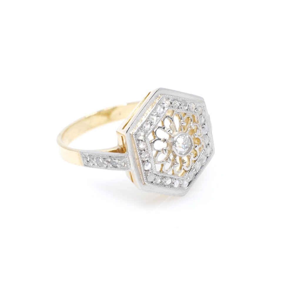 Anillo oro 18k y platino brillantes y diamantes Anillo oro 18k y platino brillantes y diamantes