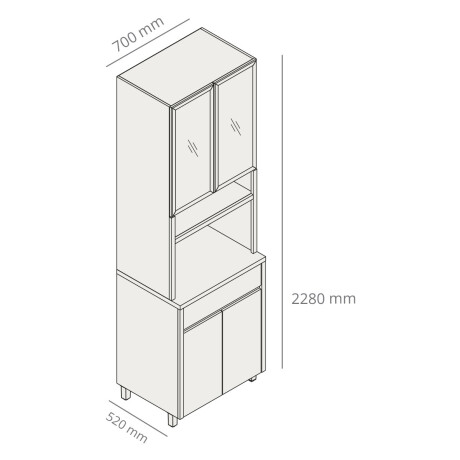 Armario de Cocina 4 Puertas 1 Cajón 70 cm – Línea Condessa en MDF GAMAS DE BEIGE