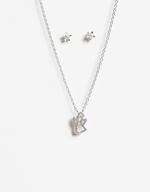 Bijouterie Set Exclusive Edition Set Aros Pasantes Y Cadena Plata 925 - Plateado Rodio
