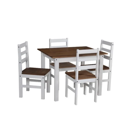 JUEGO DE COMEDOR 4 SILLAS BLANCO/CERA ACAPULCO JUEGO DE COMEDOR 4 SILLAS BLANCO/CERA ACAPULCO
