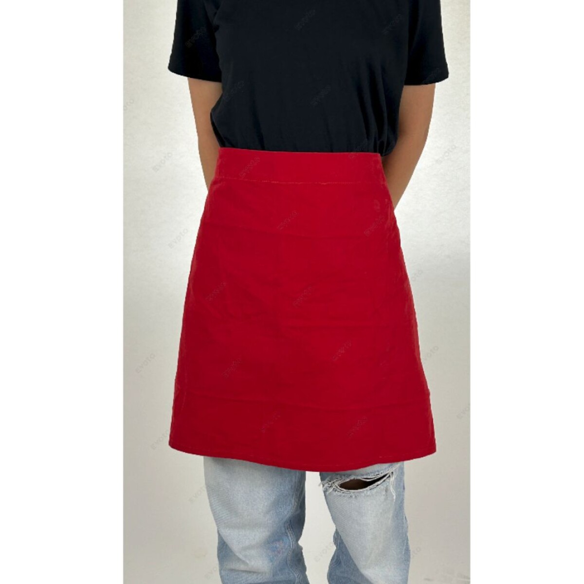 Delantal Corto Con Ojalillos Chef Cocinero Varios Colores Unisex - Rojo 