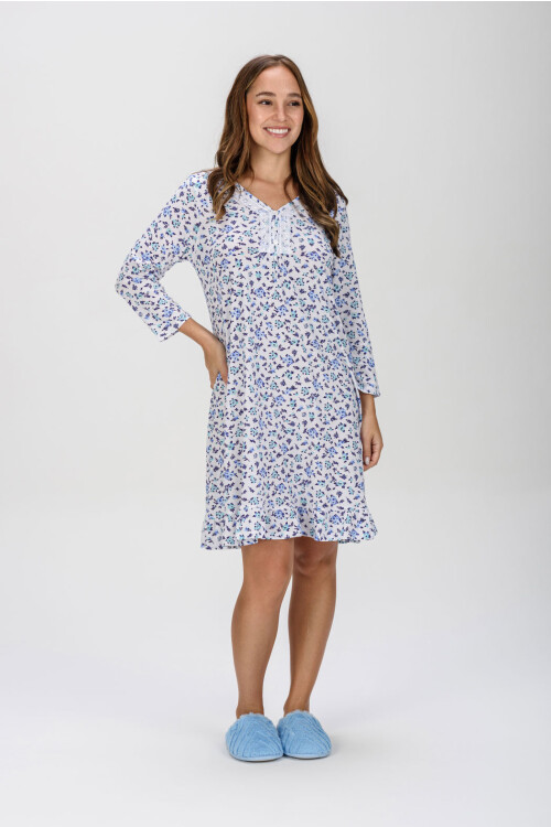 CAMISÓN ESTAMPADO AZUL CON FLORES