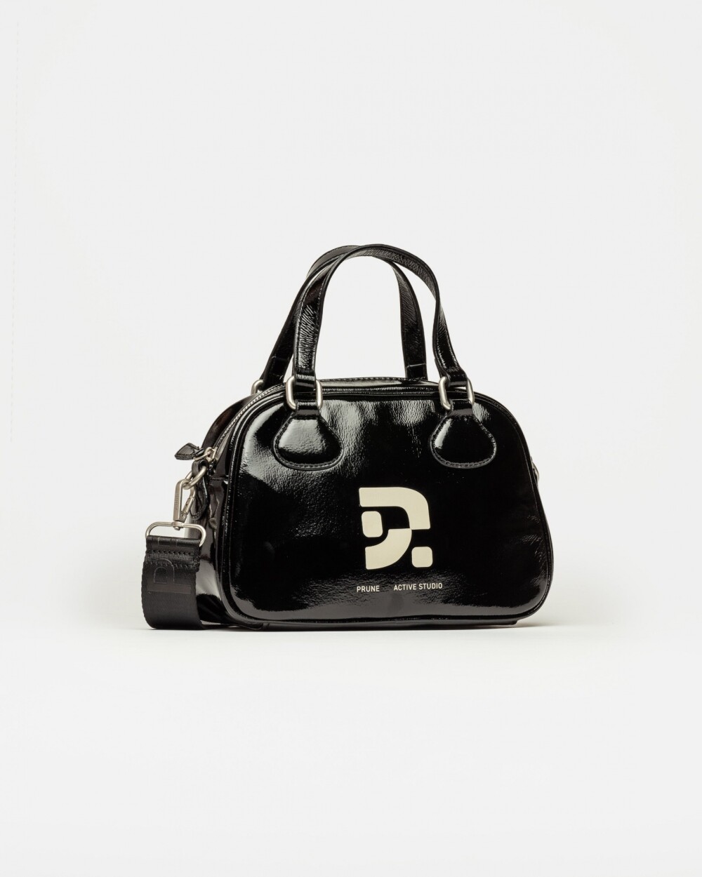 Mini bag Active Studio en efecto charol arrugado Negro