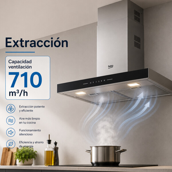 Campana Beko 60cm 3 Niveles Led Bhcb 66641 Bbhs CAMPANA BEKO 60CM BHCB66641BBHS