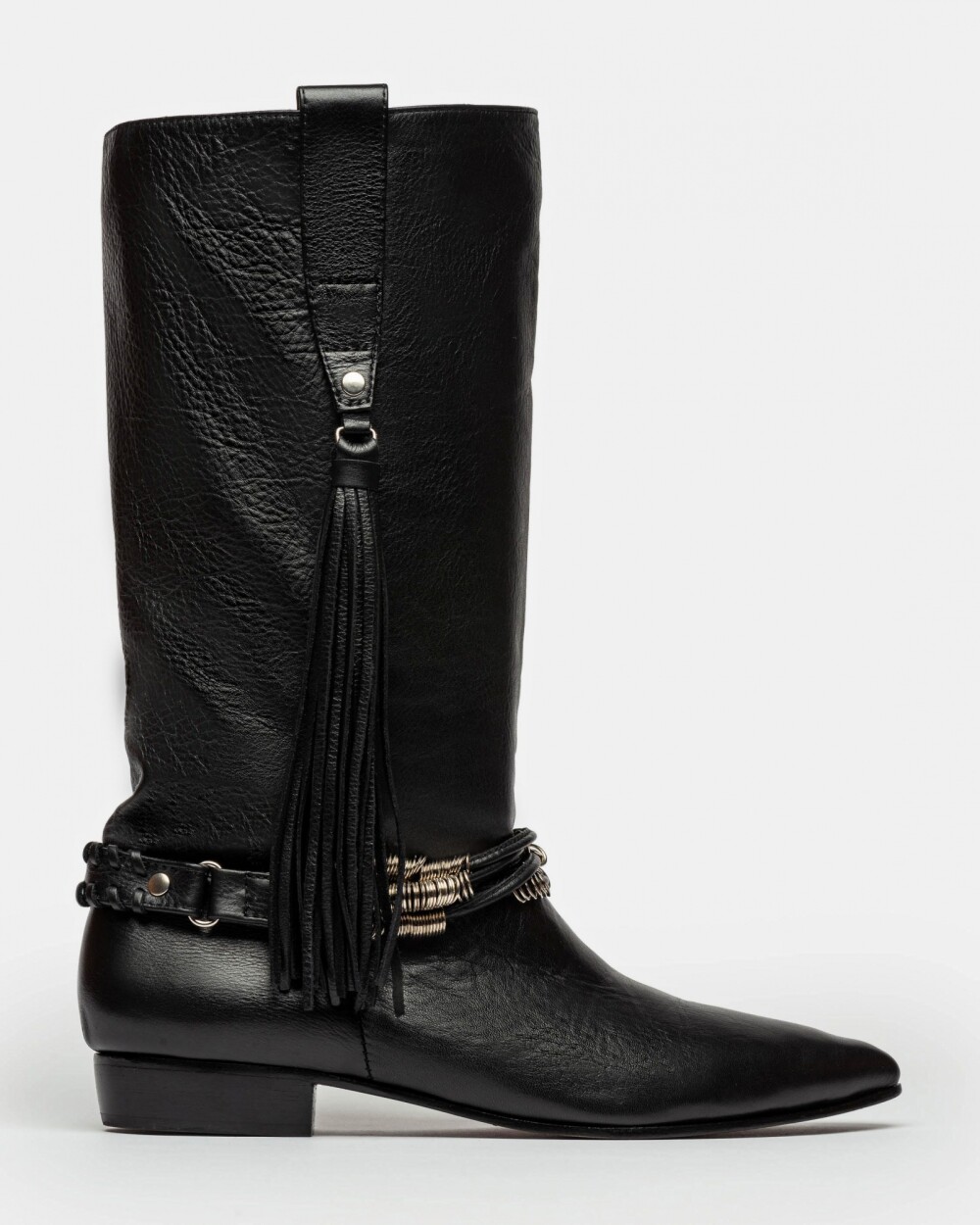 Bota Caña Media Amazonia En Cuero Liso Negro