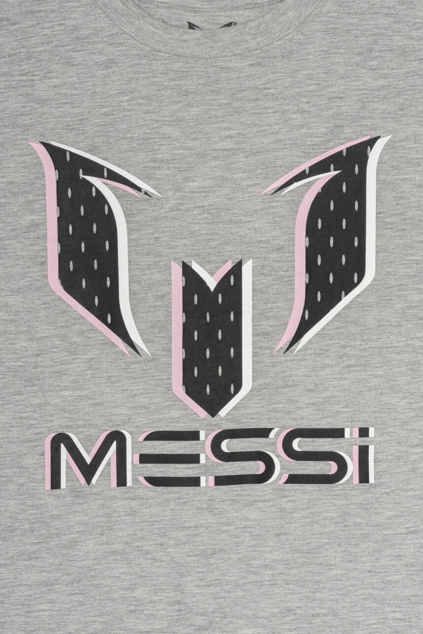 Remera Messi Manga Larga Niño Heather Grey