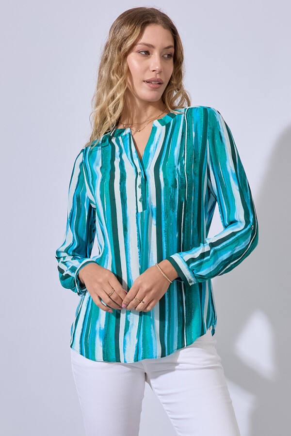 Blusa Botones Printed VERDE/MULTI