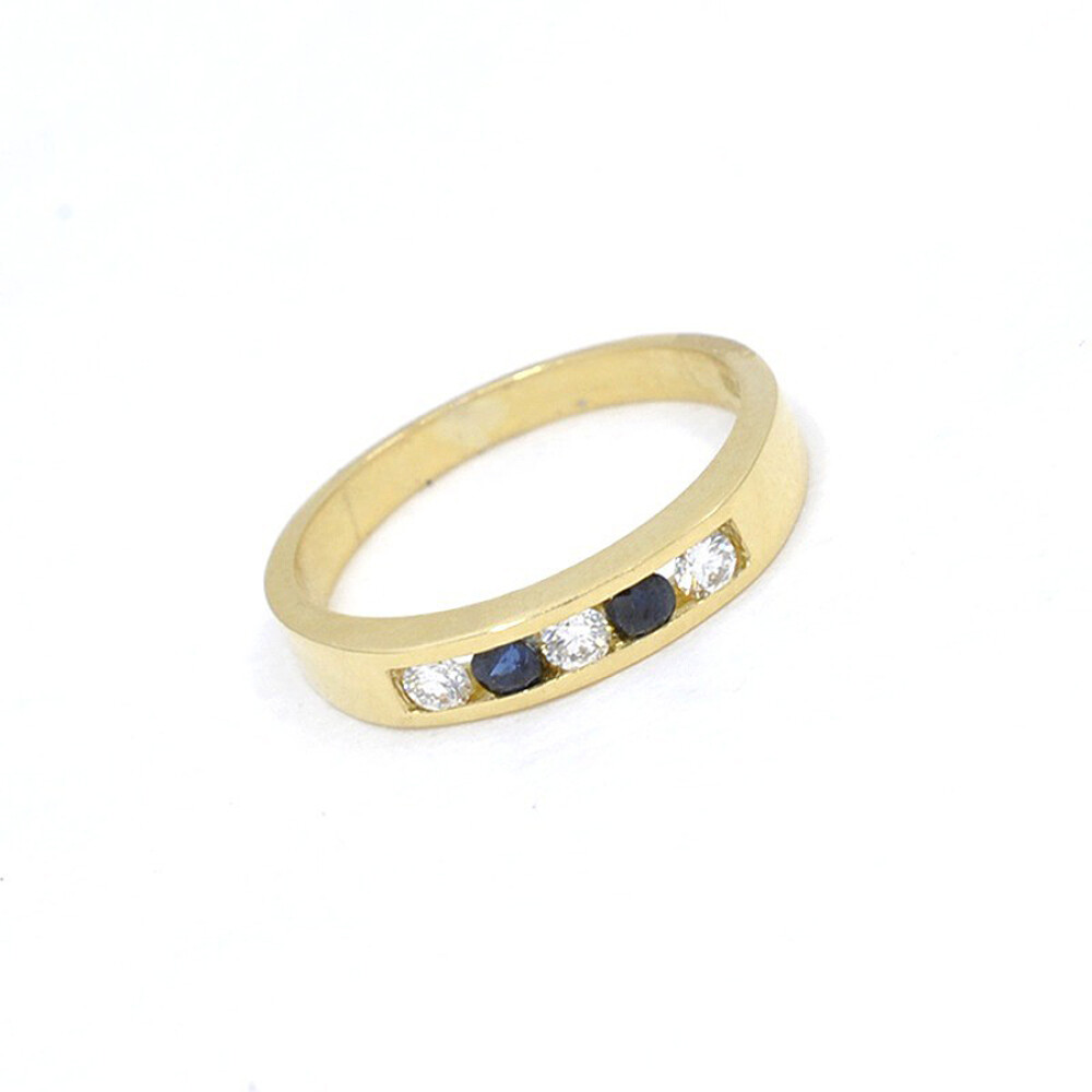 Anillo En Oro 18K Con Zafiros Y Brillantes Anillo En Oro 18K Con Zafiros Y Brillantes