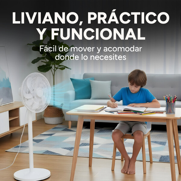 Ventilador 2 En 1 Pie Escritorio Goldtech 3 Velocidades 30W Color Blanco