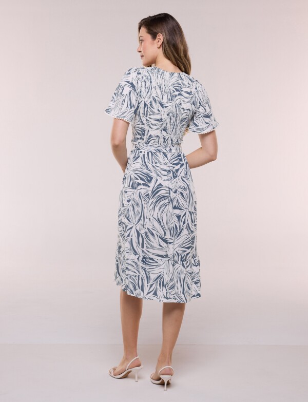 Vestido Punto Smock AZUL/BLANCO