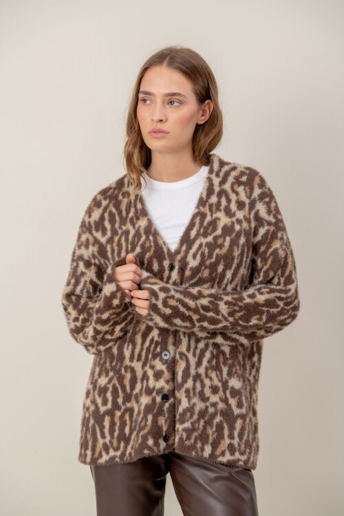 Cárdigan Animal Print Tostado