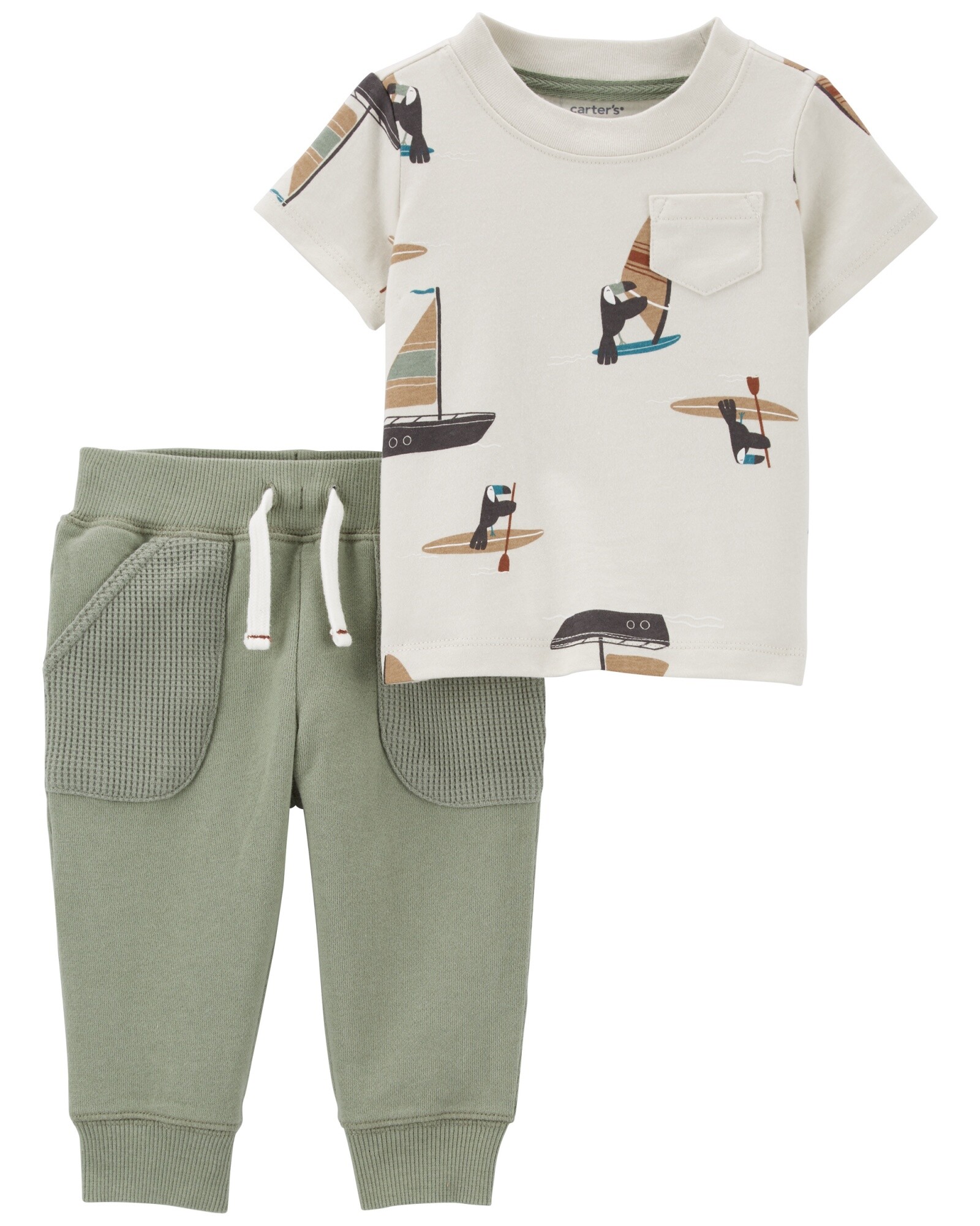 Set dos piezas con remera y pantalón jogger Sin color