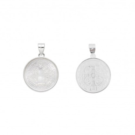 Medalla de plata 925 y nácar, SAN BENITO. Medalla de plata 925 y nácar, SAN BENITO.